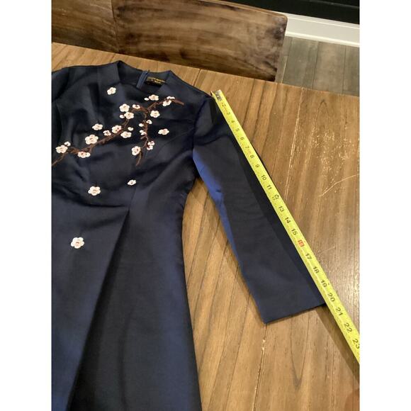 Gyalwana Embroidered Floral cherry blossom satin flare swing mini Dress 13 M/ L - Picture 4 of 13